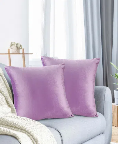 Nestl Elegant 2-pack Velvet Decorative Throw Pillows With Removeable Covers, 20" X 20" In Lavender