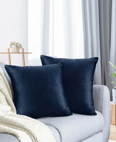 Nestl Elegant 2-pack Velvet Decorative Throw Pillows With Removeable Covers, 20" X 20" In Navy Blue