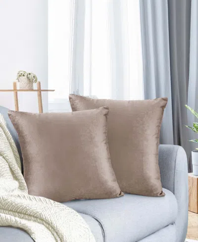 Nestl Elegant 2-pack Velvet Decorative Throw Pillows With Removeable Covers, 20" X 20" In Taupe