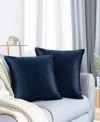 Nestl Elegant 2-pack Velvet Decorative Throw Pillows With Removeable Covers, 22" X 22" In Navy Blue