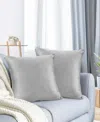 Nestl Elegant 2-pack Velvet Decorative Throw Pillows With Removeable Covers, 24" X 24" In Light Gray