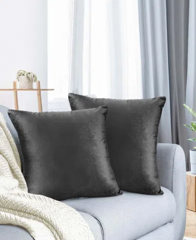 Nestl Elegant 2-pack Velvet Decorative Throw Pillows With Removeable Covers, 26" X 26" In Dark Gray