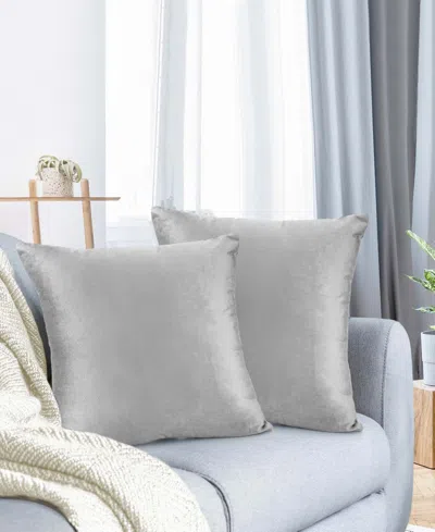Nestl Elegant 2-pack Velvet Decorative Throw Pillows With Removeable Covers, 26" X 26" In Light Gray