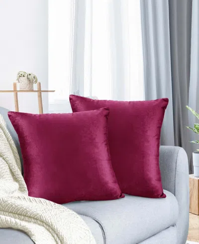 Nestl Elegant 2-pack Velvet Decorative Throw Pillows With Removeable Covers, 26" X 26" In Magenta