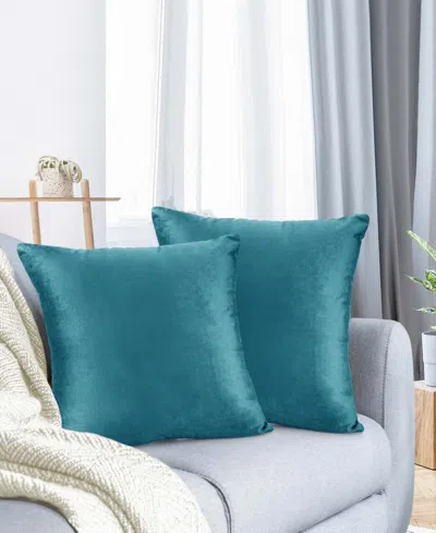 Nestl Elegant 2-pack Velvet Decorative Throw Pillows With Removeable Covers, 26" X 26" In Teal Blue