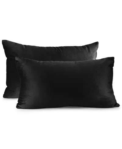 Nestl Elegant Velvet Removeable Cover 2-pack Decorative Pillows, 12" X 20" In Black