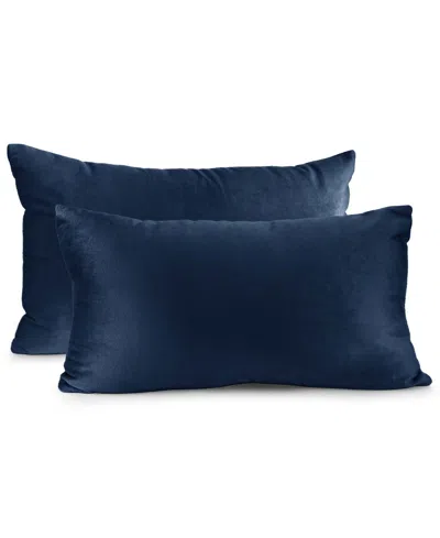 Nestl Elegant Velvet Removeable Cover 2-pack Decorative Pillows, 12" X 20" In Blue