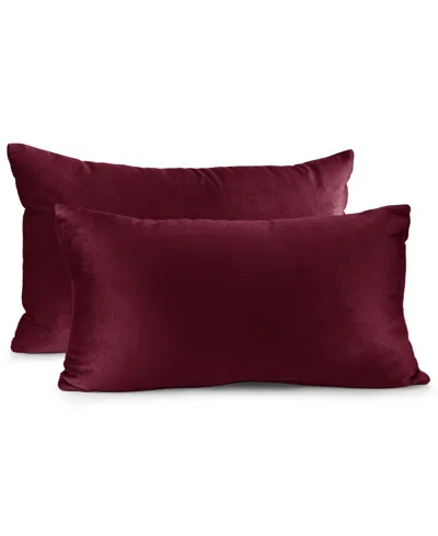 Nestl Elegant Velvet Removeable Cover 2-pack Decorative Pillows, 12" X 20" In Burgundy