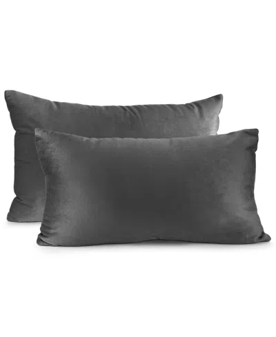 Nestl Elegant Velvet Removeable Cover 2-pack Decorative Pillows, 12" X 20" In Gray