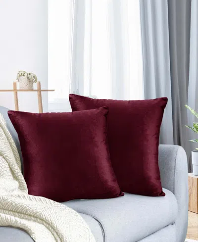 Nestl Elegant Velvet Removeable Cover 2-pack Decorative Pillows, 26" X 26" In Burgundy