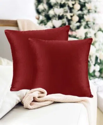 Nestl Elegant Velvet Removeable Cover 2 Pack Decorative Pillows In Burgundy