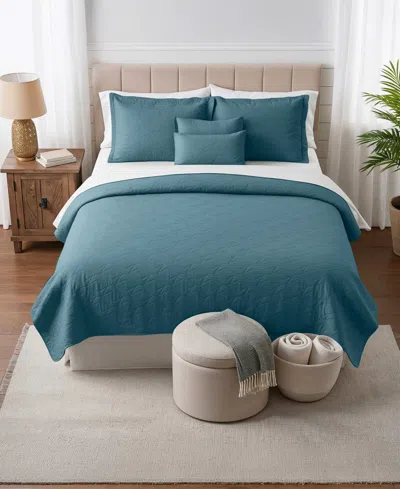 Nestl Ellipse Embossed 4-pc. Quilt Set, Twin/twin Xl In Blue