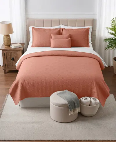 Nestl Ellipse Embossed 5-pc. Quilt Set, Full/queen In Brown