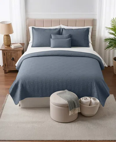 Nestl Ellipse Embossed 5-pc. Quilt Set, Full/queen In Blue