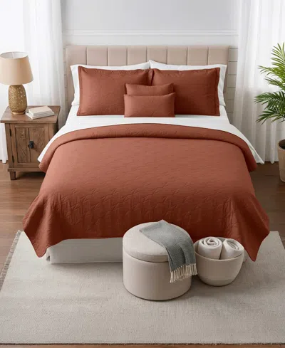 Nestl Ellipse Embossed 5-pc. Quilt Set, King/california King In Brown