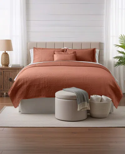 Nestl Grid Embossed 5-pc. Quilt Set, Full/queen In Brown