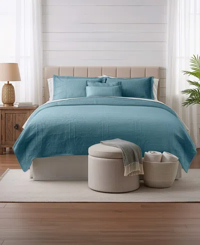 Nestl Grid Embossed 5-pc. Quilt Set, Full/queen In Blue