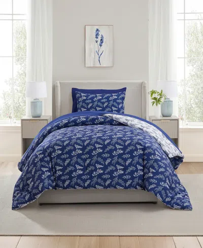 Nestl Luxury Soft Botanical Design 5-pc. Comforter Set, Twin In Blue