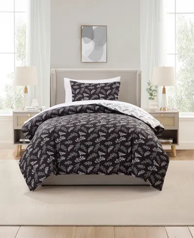 Nestl Luxury Soft Botanical Design 5-pc. Comforter Set, Twin Xl In Black