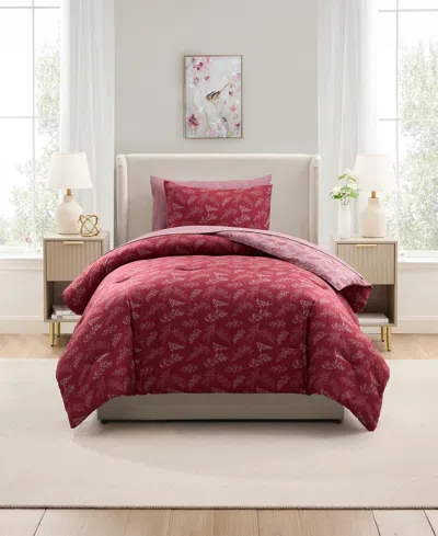 Nestl Luxury Soft Botanical Design 5-pc. Comforter Set, Twin Xl In Purple