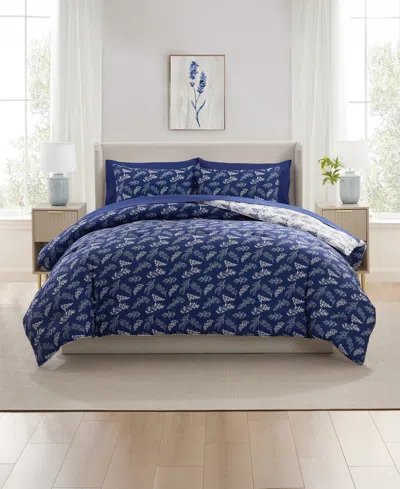 Nestl Luxury Soft Botanical Design 7-pc. Comforter Set, King In Blue