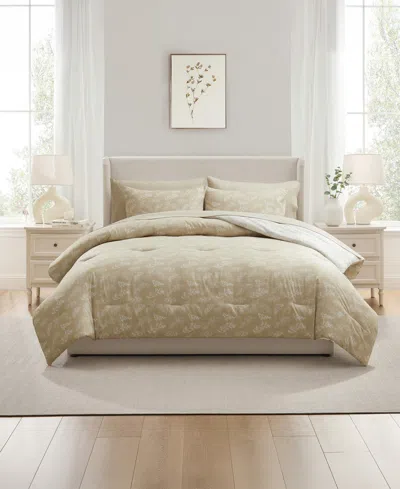 Nestl Luxury Soft Botanical Design 7-pc. Comforter Set, King In Brown