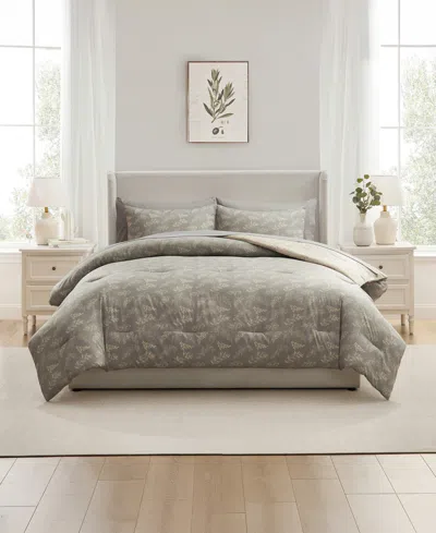 Nestl Luxury Soft Botanical Design 7-pc. Comforter Set, King In Gray