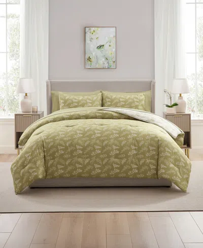 Nestl Luxury Soft Botanical Design 7-pc. Comforter Set, King In Green