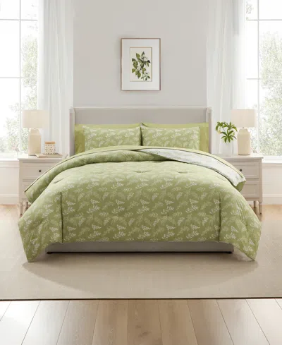 Nestl Luxury Soft Botanical Design 7-pc. Comforter Set, King In Green