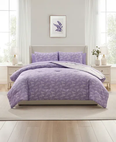 Nestl Luxury Soft Botanical Design 7-pc. Comforter Set, King In Purple