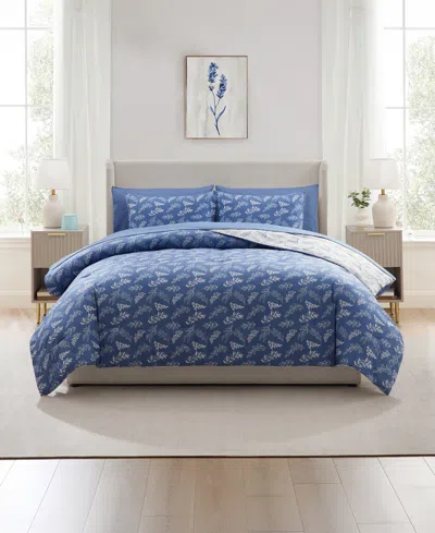 Nestl Luxury Soft Botanical Design 7-pc. Comforter Set, Queen In Blue