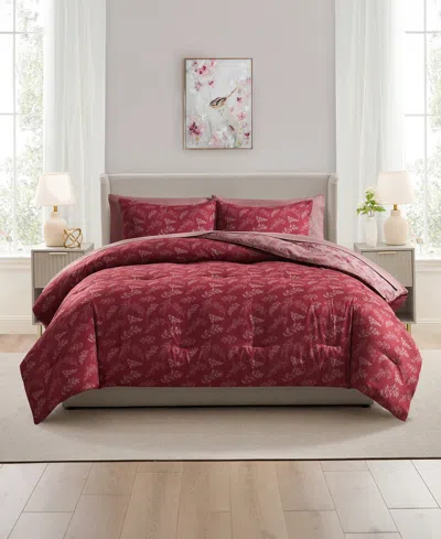 Nestl Luxury Soft Botanical Design 7-pc. Comforter Set, Queen In Purple