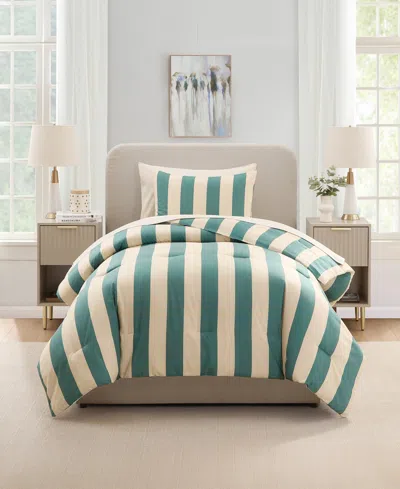Nestl Luxury Soft Modern Striped Design 5-pc. Comforter Set, Twin Xl In Green