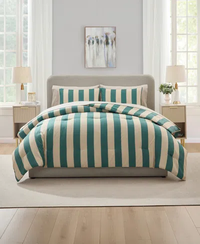 Nestl Luxury Soft Modern Striped Design 7-pc. Comforter Set, Full In Green