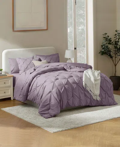 Nestl Luxury Soft Pinch Pleat 7-pc. Comforter Set, King In Purple