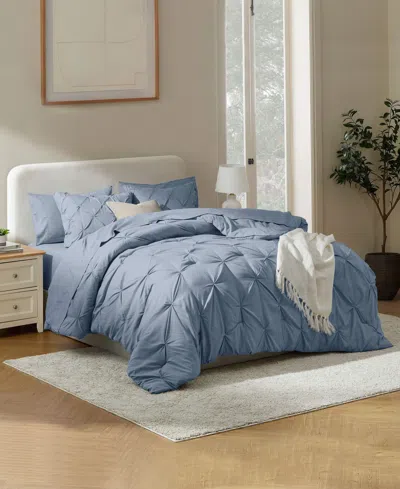 Nestl Luxury Soft Pinch Pleat 7-pc. Comforter Set, Queen In Blue
