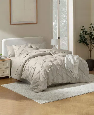 Nestl Luxury Soft Pinch Pleat 7-pc. Comforter Set, Queen In Sand