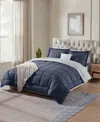 Nestl Luxury Soft Reversible 7-pc. Comforter Set, California King In Blue