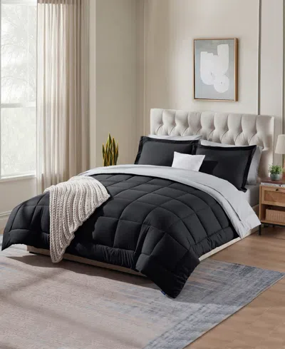 Nestl Luxury Soft Reversible 7-pc. Comforter Set, Full In Black