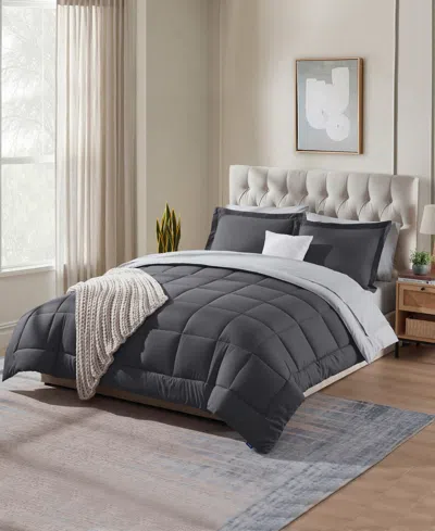 Nestl Luxury Soft Reversible 7-pc. Comforter Set, King In Gray