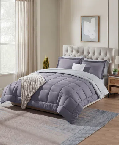 Nestl Luxury Soft Reversible 7-pc. Comforter Set, King In Purple