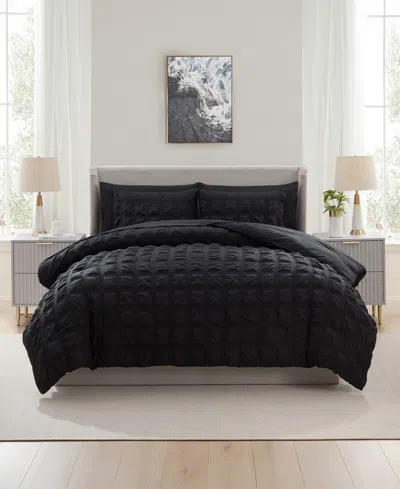 Nestl Luxury Soft Seersucker Design 7-pc. Comforter Set, King In Black