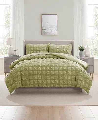 Nestl Luxury Soft Seersucker Design 7-pc. Comforter Set, Queen In Green