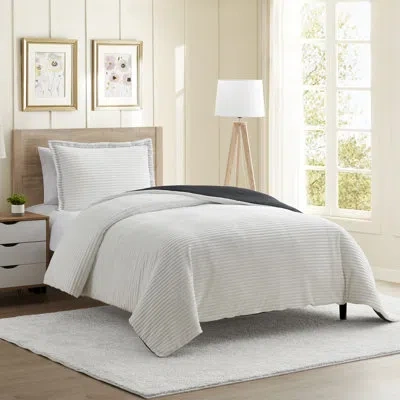 Nestl Microfiber Reversible Duvet Cover Set In White,black