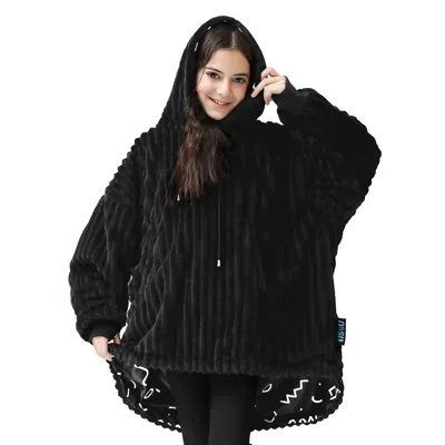 Nestl Oversized Unisex Wearable Blanket - Reversible Hoodie Blanket- Giant Sweater Blanket Hoodie In Black