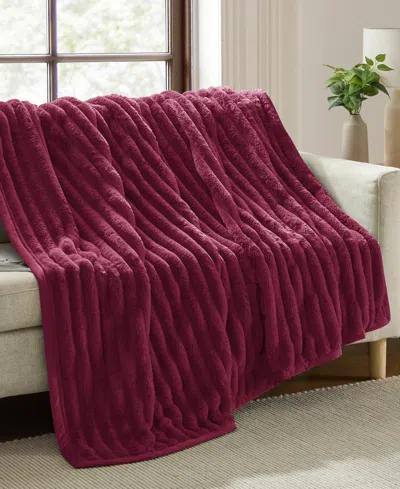 Nestl Ultra Plush Raschel Mink Blanket, Queen/king In Purple