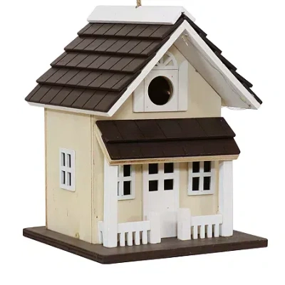 Net Health Shops Beige Wood With Solar Led Light Bird House In Sand