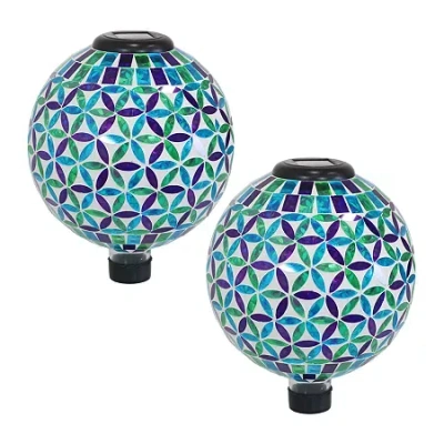 Net Health Shops Blooms Mosaic Gazing Globe - 10 Inch 2 Pc. Glass Yard Art In Blue