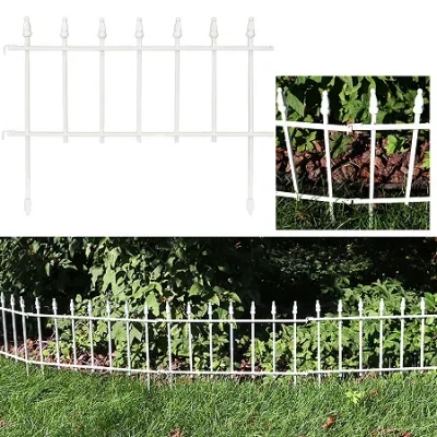 Net Health Shops Border Fence Panels 5-piece Metal Yard Stake In White