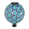 Net Health Shops Cool Blooms Mosaic Gazing Globe - 10 Inch Glass Yard Art In Blue
